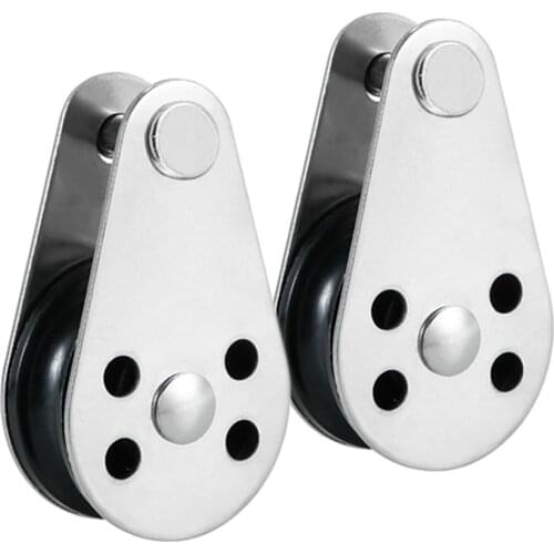 2pcs 316 Stainless Steel Wire Rope Crane Pulley Block - Boat Kayak Lifting Fixed Pulley Hanging Wire Towing Wheels