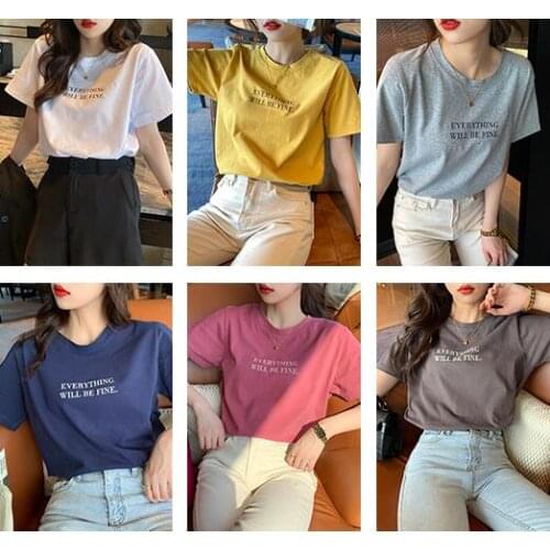 2020 New Summer Cotton Women T-shirts Creative Inspirational Letter Print T Shirt Mujer Tee Tops