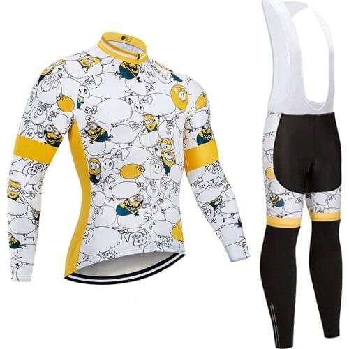 2021 Funny Cycling Jersey Set Bicycle Clothes Wear Bike Clothing Ropa Ciclismo MTB Uniform Breathable Mens Long Maillot Culotte