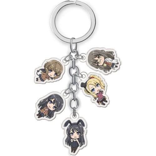 Anime Rascal Does Not Dream of Bunny Girl Senpai Sakurajima Keychain Cartoon Figure Acrylic Pendant Keychain Gift