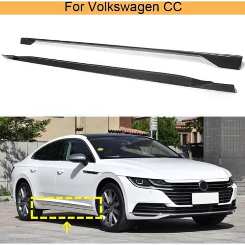 Car Side Skirts Body Kit For Volkswagen CC 2019 2020 Carbon Fiber Car Side Door Bumper Skirts Lip Aprons Body Kits