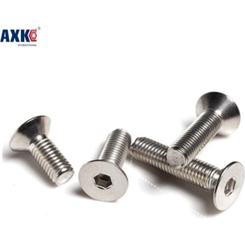 AXK 20pcs/lot Stainless Steel 304 DIN7991 M6*8/10/12/14/16/20/25/30/35/40 Hex Hexagon Socket Countersunk Flat Head machine screw