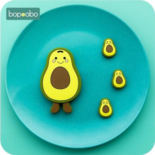 Bopoobo 1PC Silicone Beads BPA Free Silicone Teether DIY Crafts Silicone Teether Avocado Molar Toys Baby Care Teether