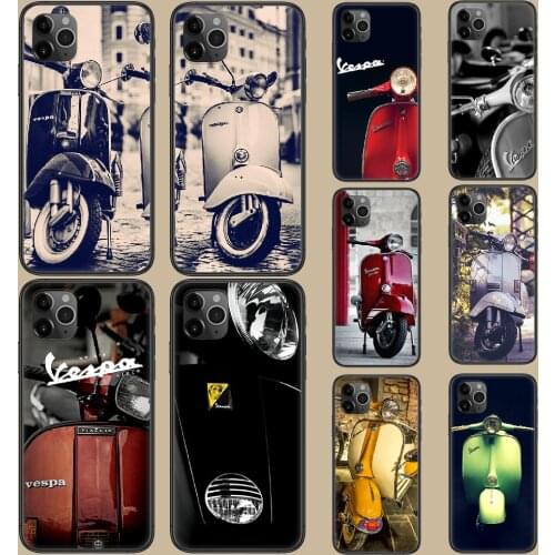 Vespa Scooter Phone Case Cover Hull For iphone 5 5s se 2 6 6s 7 8 12 mini plus X XS XR 11 PRO MAX black silicone bumper painting
