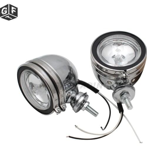 For Suzuki Ducati Choppers Aprilia Yamaha Universal Chrome Metal Motorcycle Fog Auxiliary Light Scooter Driving Spot Indicator