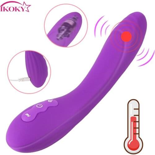 IKOKY 10 Vibrating Modes Heating Magic Wand Stick Vibrator Dildo For Anal Plug Clitoris Vagina Sex Toys For Women Woman
