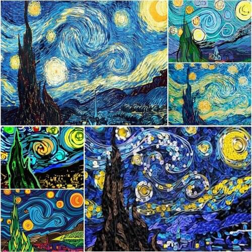 5D DIY Diamond Painting Van Gogh Starry Sky Full Drill Embroidery Cross Stitch Kit Abstract Mosaic Art Picture Home Decoration
