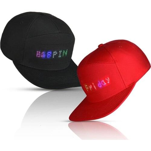 Men Women Bluetooth LED APP Controlled Baseball Hat Message Display Hip Hop Cap