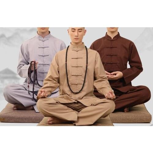 Unisex cotton&linen Spring&Autumn&Winter zen lay meditation tang suits martial arts tai chi uniforms yoga kung fu clothing