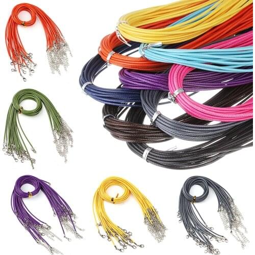 10Pcs 1.5/2mm Fauxs Leather Handmade Adjustable Braided Rope Pendant Charm DIY Findings Lobster Clasp String Cord Jewelry Making