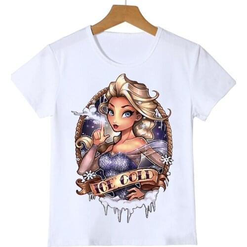 2021 Fashion New European Print Popular Pattern Girls Children T-shirt Harajuku White Top Boy T-shirt