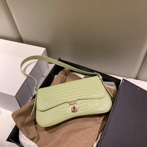 Fashion Office Lady Mini Baguette Bag Crocodile Pattern Pu Leather Elegant Armpit Shoulder Bags Women Design Luxury Tote HandBag