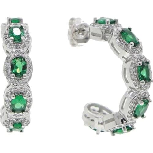 Fashion Stud Earrings Gold Color Eternity Earings Brass Copper with Clear Green Cz Circle Earrings for Women Jewelry