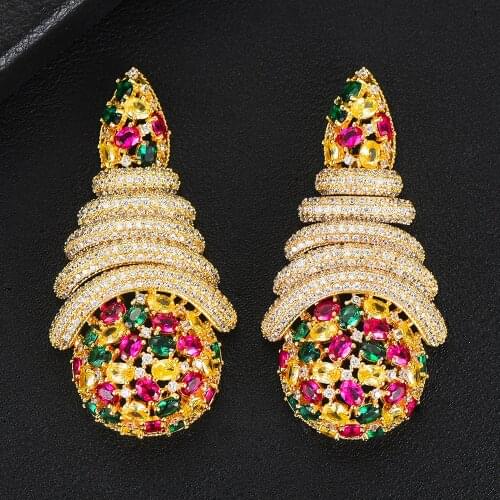 LARRAURI Fashion Jewelry Luxury Graceful Water Drop Cubic Zircon Earrings Stud Micro Pave Engagement Popular Earring Best Gift