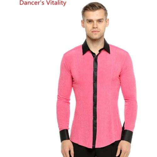 6 Colors Long Sleeves Shirt Men Ballroom Dance Tops Collar/Swallow Collar Man Ballroom Waltze GB Latin Dance Clothes