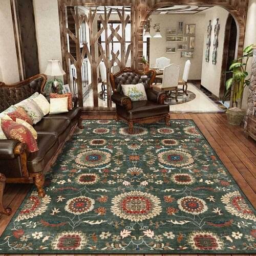 American Country Style Floor Mat Retro Persian Geometric Flowers Printed Living Room Kitchen Door Rugs Bedroom Bedside Carpet