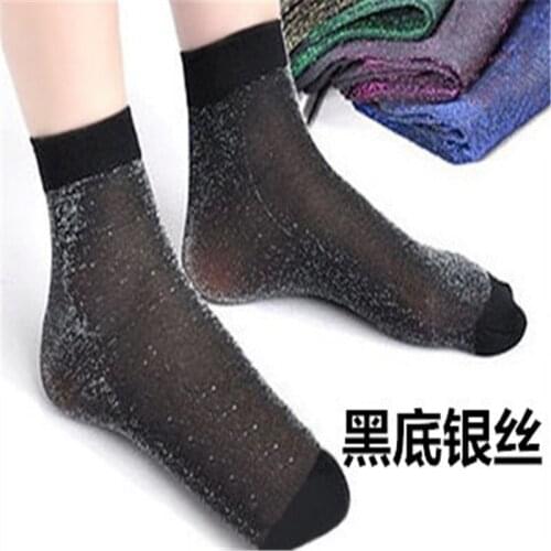 2020 New socks silver silk women silk thread socks sexy summer socks transparent socks for women free shipping