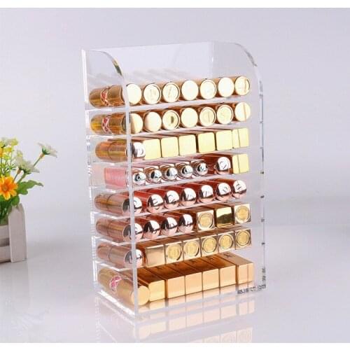 Lipsticks Storage Organizer Box Transparent Acrylic Stand Pressed Powder Eyeshadow Makeup Cosmetics Dressing Table Rack