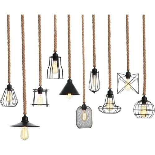 Industrial style retro iron art personalized restaurant aisle Bar Cafe Kitchen Decoration hemp rope Chandelier