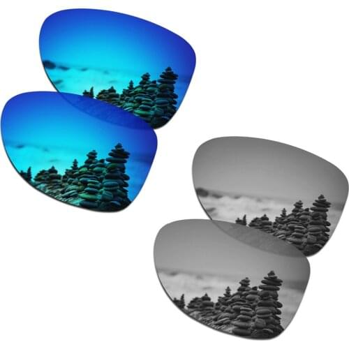 SmartVLT 2 Pairs Polarized Sunglasses Replacement Lenses for Oakley Dispatch 2 Ice Blue and Silver Titanium