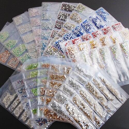 Super Glitter Rhinestones 17Colors ss3-ss10 Non HotFix FlatBack Glass Nail Art Rhinestones Nail Scrapbook Decorations