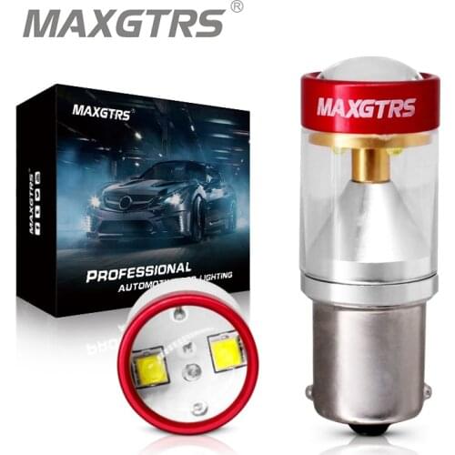 MAXGTRS 2x 1156 LED BA15S P21W S25 Led Chips 6000K White Red Yellow Brake Tail Lights Reverse Stop Lamp DRL Car Tail Bulb LENS