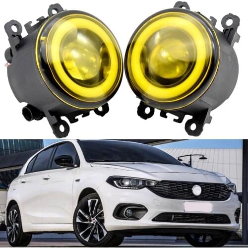 LED Angel Eye Daytime Running Fog Light for Fiat Tipo Estate Hatchback 2016-2019 HIGHQUALITYCut-Line Lens Fog Lights