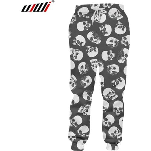 UJWI Man Loose Sports Trousers 3D Mini Skulls Punk Rock Mens Pants Printed Oversized Funny Casual Sweatpants 5XL