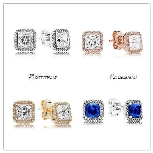 Authentic 925 Sterling Silver Earring Timeless Elegance With Zirconia Studs Earrings For Women Wedding Gift Fashion Jewelry