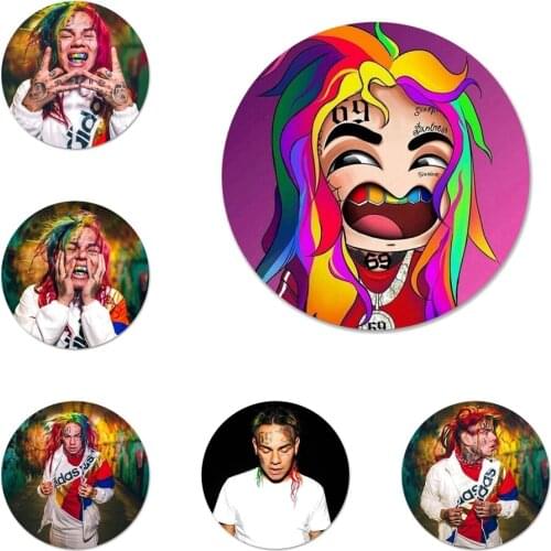 58mm Hip Hop Rapper 6ix9ine Icons Pins Badge Decoration Brooches Metal Badges For Clothes Backpack Decoration