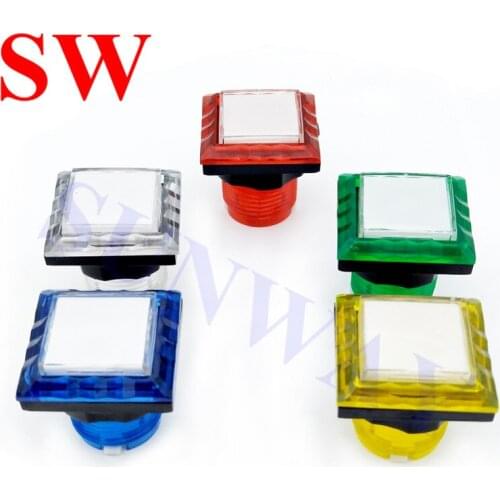 10pcs /set 33mm Square Illuminated Arcade Push Button with 12V LED & Microswitch For Mame Jamma Projects / Arcade Video Machine
