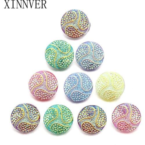 10pcs/lot Mixed 18mm Snaps Colorful Charm Alloy Resin Snaps Buttons Fit Snap Jewelry Snaps Bracelets