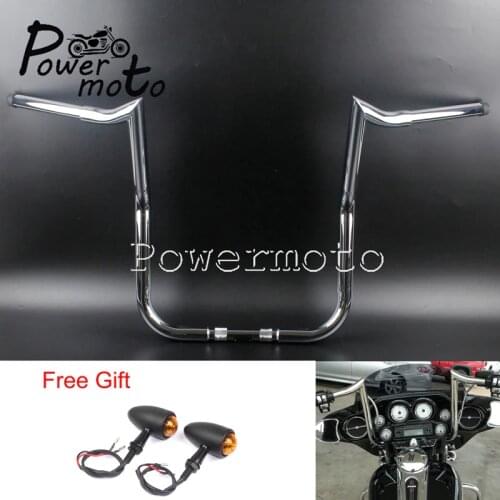 16" Rise Chrome Ape Hanger Batwing Fairing 1-1/4" Handlebar for 1982-up Harley Touring Dressers Baggers Road King Street Glide