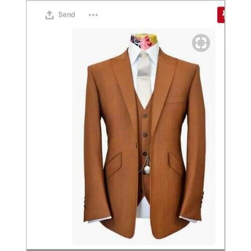 2018 Tailored Brown Suit Men Slim Fit Groom Tuxedo 3 Piece Custom Prom Men Wedding Suits Blazer Terno Masuclino Jacket+Pant+Vest