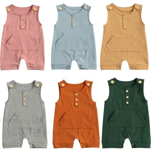 2021-03-11 Lioraitiin 0-18M Newborn Infant Baby Boy Girl Romper Summer Shorts Sleeve Cotton Solid Jumpsuit 6Colors For Sweet Kid