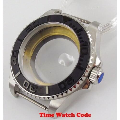 40mm Mens Watch Case Parts fit for ETA 2836 Miyota 8215 movement sapphire glass magnifier date window replacement
