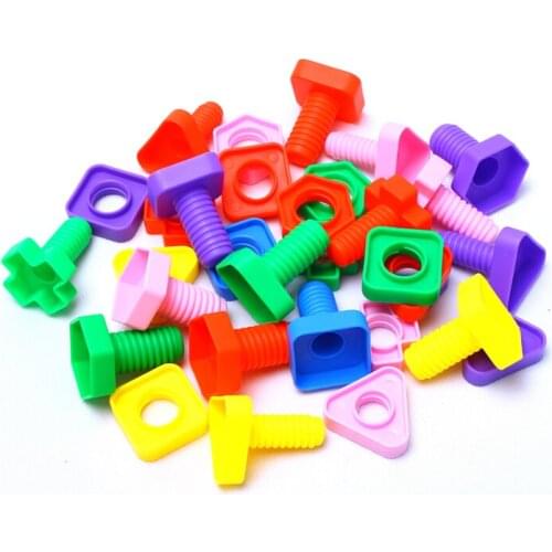 5 Set Screw Building Blocks 3D Learning Education Toys Smart Plastic Insert Blocks Nut Shape Montessori Toys For Baby Boys