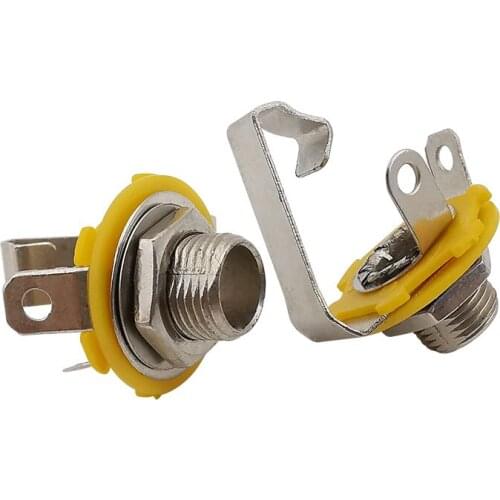 5Pcs 2Pole Mono Audio Connectors 6.35mm Female Jack Chassis Panel Mount Solder with Nut Washer Socket Skeleton NO Switch Adapter