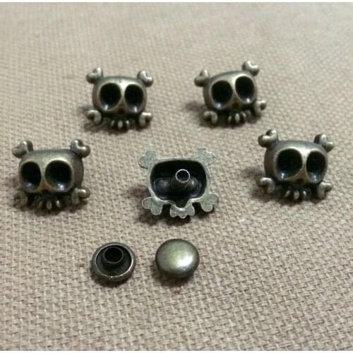 50PCS 13X12MM Bronze Big Eyes Cute Skull Head Rivet Punk Spike Studs Spikes Shoes Belt Bag Bracelets Accessories Leather Craft