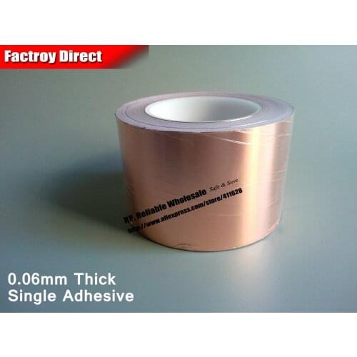 60mm*30M*0.06mm) Adhesive Copper Foil Tape for Electromagenetic wave Radiation EMI EMC Shielding /Shield Masking/Mask