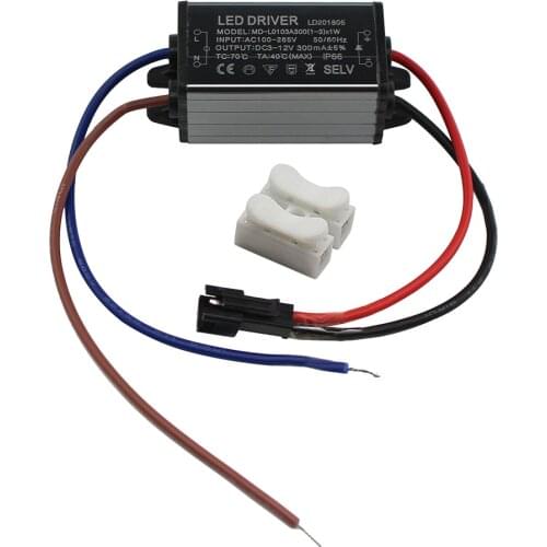 Aluminium IP66 1-3W LED Driver 300mA AC 100-265V to DC 3 - 12V Waterproof Power Supply Lighting Transformer Drivers Ballast