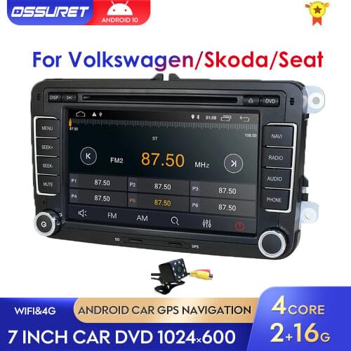 2din Android10 Quad Core 2GB 16GB Car DVD For VW Volkswagen Passat CC Polo GOLF 5 6 Touran EOS T5 Sharan Tiguan GPS Radio bt