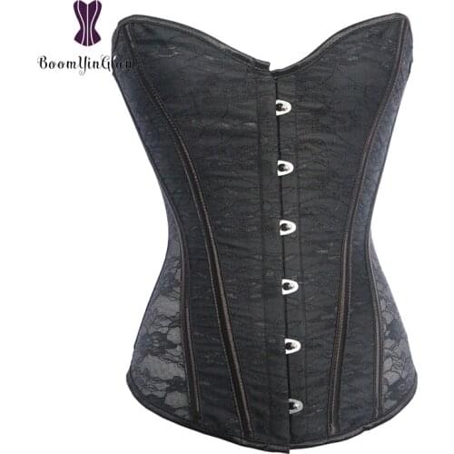 Free shipping sexy bustier vintage costumes waist trainer steel boned floral lace corset wholesale price