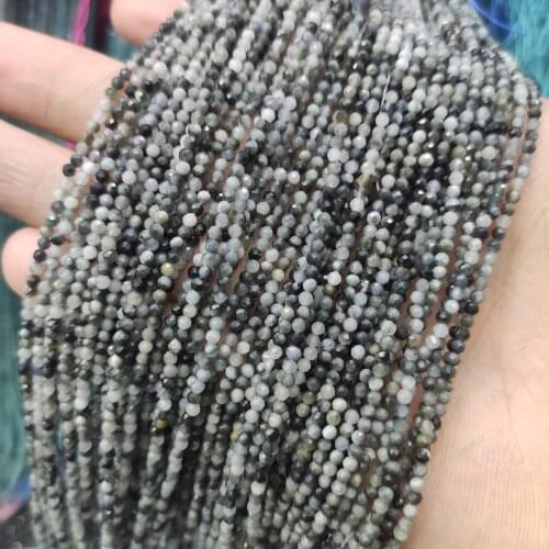 Natural Healing Energy 2/3mm Minerals Faceted Hawk Eye Stone Beads For Women Bracelet Jewelry Making Diy 15inch