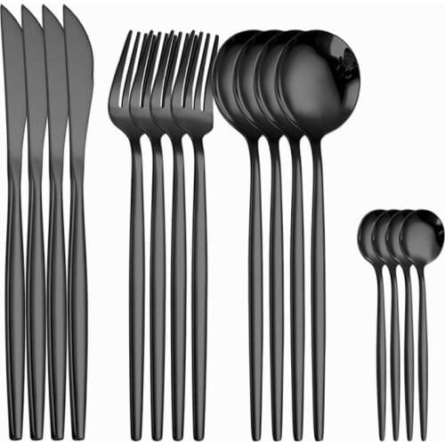 Black Stainless Steel Cutlery Reusable Creative Tableware Luxury Dinnerware Kitchen Spoon Knife Fork Set Utensils Dropshipping
