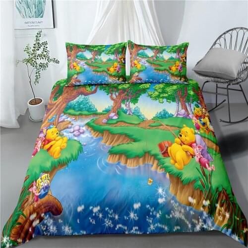 Disney Winnie the Pooh Tigger Bedding Set 3D Cartoon Anime Duvet Cover Set Quilt Cover Children Bedroom Decoration Birthday Gift