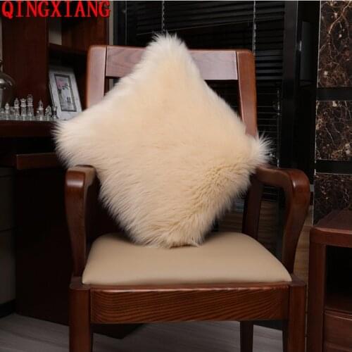 Customize One Side Plush Sofa Pillow Cover Solid Two-Side Long Soft Fur Back Cushion Pillow New Bedside Cushion With Pillow Core
