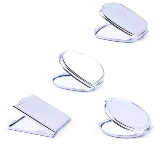 DIY Make Up Mirror Iron 2 Face Sublimation Blank Plated Aluminum Sheet Girl Gift Cosmetic Compact Mirrors Portable Decoration SN