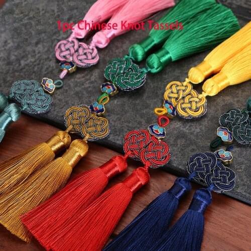 1pc Chinese Knot Cotton Silk Tassels 9cm With Circle DIY Jewelry Making Accessories Charm Pendant Handmade Craft