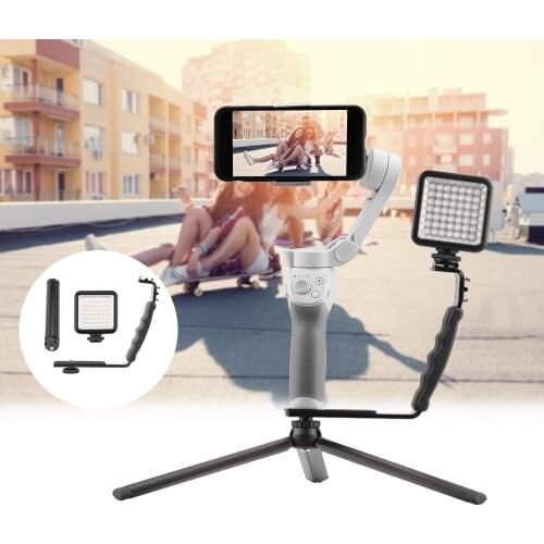 Dimmable LED Video Lgiht Kits for DJI OM 4 OSMO Mobile 2 3 Zhiyun Feiyu Stabilizer L-Shaped Bracket Tripod Gimbal Accessories